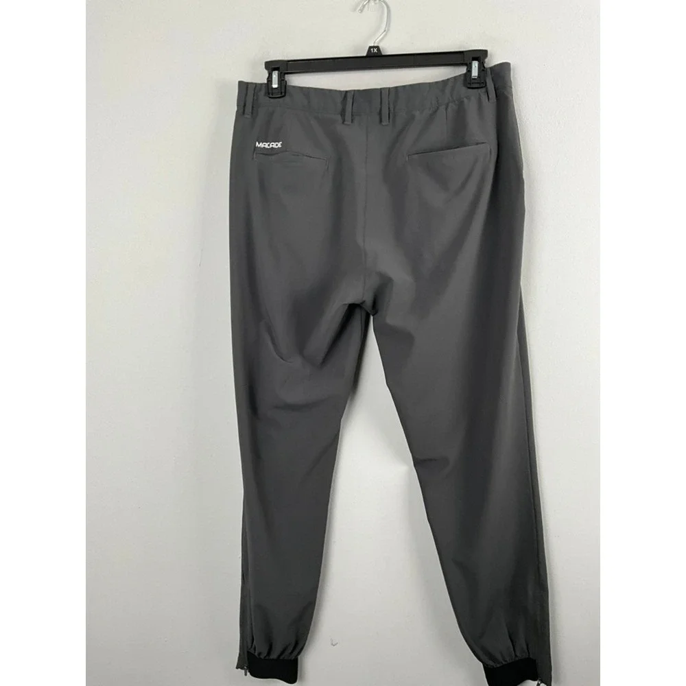 Macade Golf Mens 36x30 ‎ Regular Slim Fit Jogger Pants Gray Elastic Zip